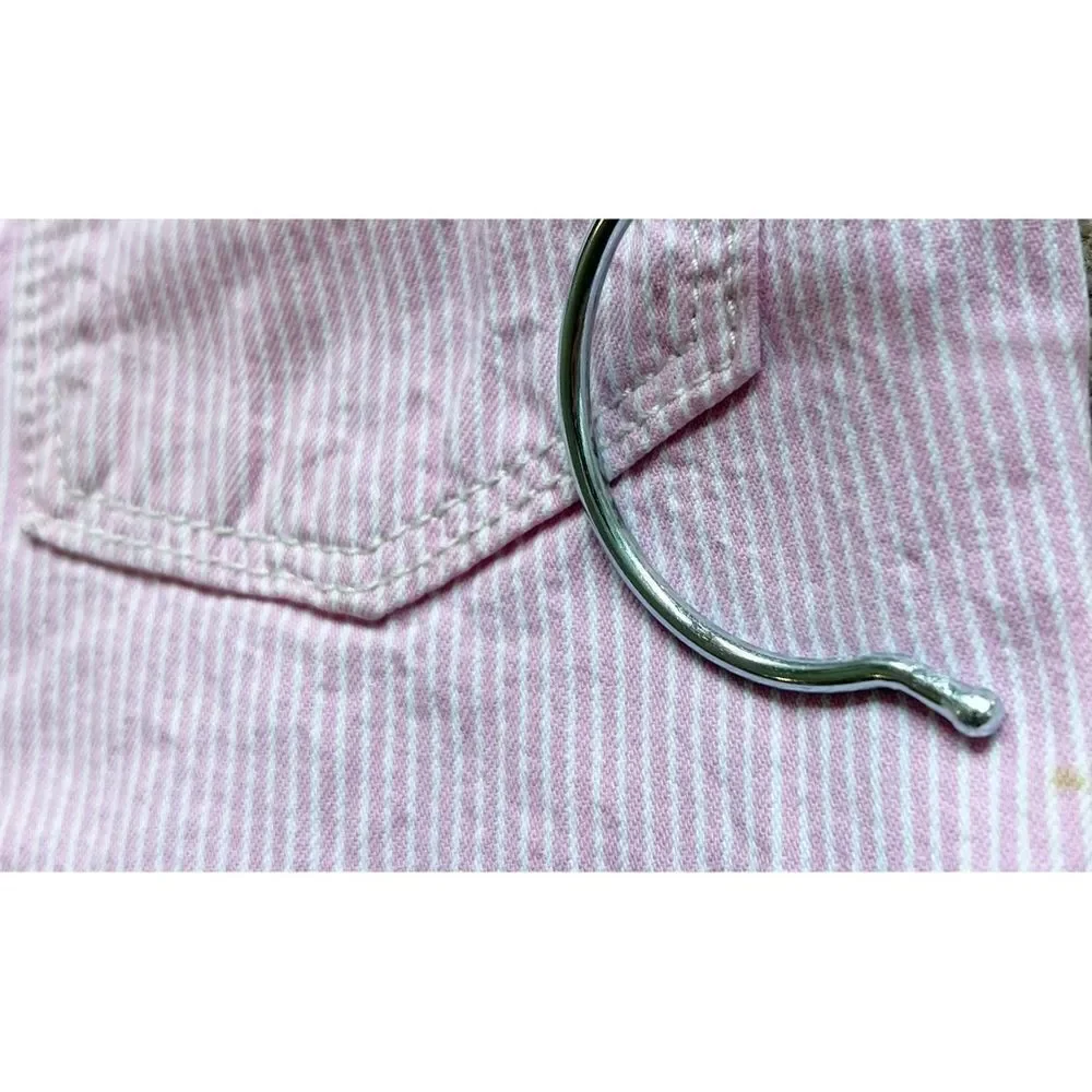 OshKosh B’Gosh Girls Kids Pink Striped Heart Pocket Overalls. 24 Months.
